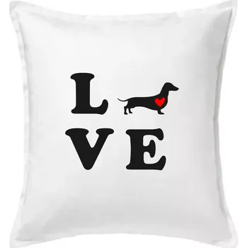 Polštář Jezevčík - Love - Polštář 50x50 - 50x50 - Pouze potah ( Bílá )