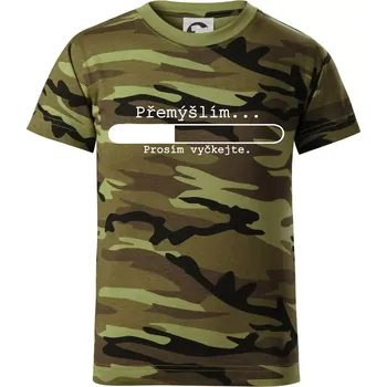 Přemýšlím - Dětské maskáčové triko - 146 cm/10 let ( Zelený maskáč )