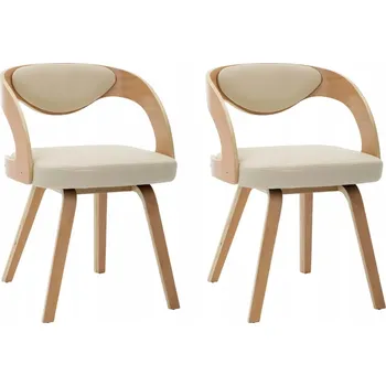 Jídelní židle Sada 2 Jídelních Židlí, Krémově Světle Hnědé, 53x54x77 cm