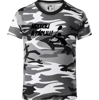 Chlapecké tričko Nekecej a pádluj - Dětské maskáčové triko - 134 cm/8 let ( Šedý maskáč )