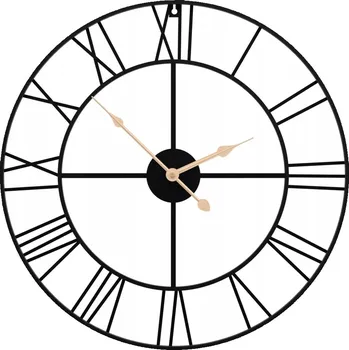Hodiny Nástěnné hodiny rustikální, tichý quartzový mechanismus, železo, černé, 50x4 cm