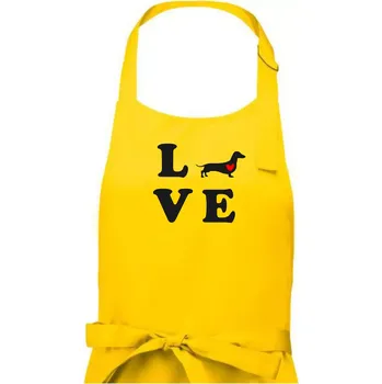 Kuchyňská zástěra Jezevčík - Love - Dámská zástěra na vaření - Univerzální velikost ( Žlutá )
