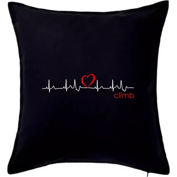 Polštář Moje srdce bije pro climb (horolezení) - Polštář 50x50 - 50x50 - Včetně výplně ( Černá )