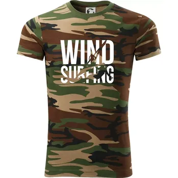 Pánské tričko Windsurfing nápis - Army CAMOUFLAGE - XL ( Hnědý maskáč )