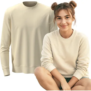 Dámská mikina Klasická tepláková mikina unisex Dámská bavlněná bez kapuce béžová M