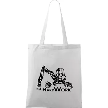 Hard Work kráčivý bagr - Taška bavlněná - 42 x 38 cm ( Bílá )