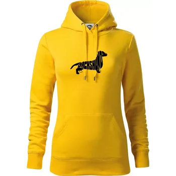 Dámská mikina Jezevčík - Dachshund - Mikina dámská Cape s kapucí - 2XL ( Žlutá )