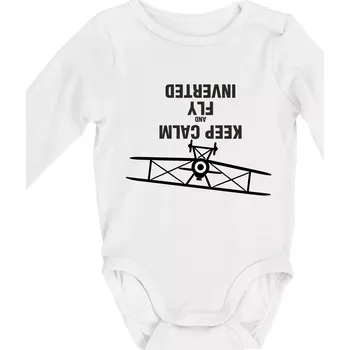 Kojenecký body Keep Calm and Fly Inverted - Body kojenecké s dlouhým rukávem - Dlouhý r. do 3 měs ( Bílá )