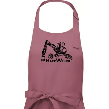 Kuchyňská zástěra Hard Work kráčivý bagr - Dámská zástěra na vaření - Univerzální velikost ( Starorůžová )