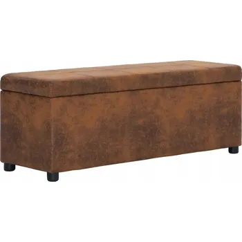 Lavice s úložným prostorem, potah z umělé kůže, hnědá, 116x38x43 cm