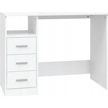 Psací stůl Počítačový stůl se 3 zásuvkami a policí, bílý, 102x50x76 cm