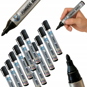 12x ČERNÝ POPISOVAČ KULATÝ SADA PERMANENTNÍCH POPISOVAČŮ KULATÝ HROT