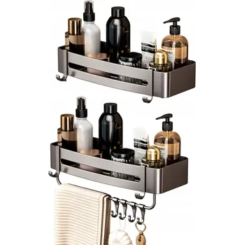 Obraz Koupelnová polička bez vrtání 2ks šedá, na lepidlo