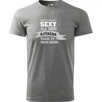 Pánské oblečení Sablio Tričko s potiskem Nechtěla jsem být sexy, ale jsem ajťačka - šedé S