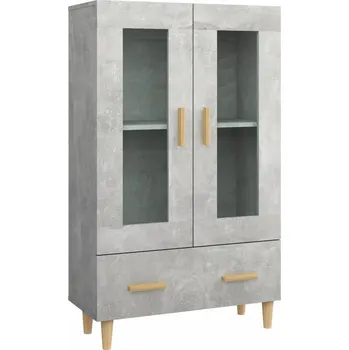Komoda Skříňka Kredenc z Materiálu na bázi Dřeva, Tvrzené Sklo, Šedá Betonu