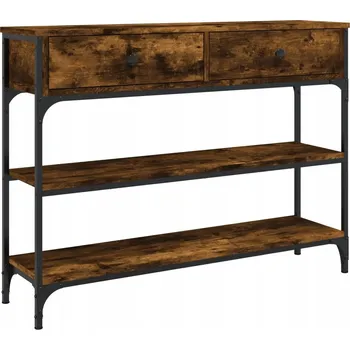 Konferenční stolek Konzolový stolek s kovovým rámem, kouřový dub, 100x25x75 cm