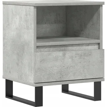 Noční stolek Noční stolek z materiálu imitujícího dřevo, kovové nohy, betonu šedá, 4