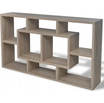 police Nástěnná police s 8 přihrádkami, dub, 85x16x47,5 cm, melamin