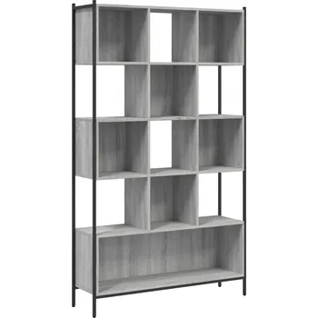 Knihovna Regál na knihy v barvě šedý dub sonoma, 102x28x172 cm, ocel a dřevotříska