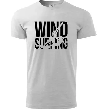 Pánské tričko Windsurfing nápis - Triko extra velké (5-8XL) - 8XL ( Světlešedý Melír )