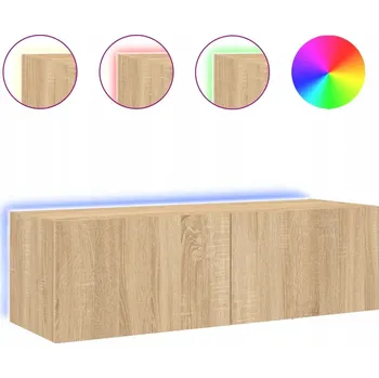 Televizní stolek Závěsná skříňka pod TV s LED RGB osvětlením, Dub Sonoma, 100x35x31 cm