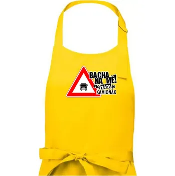 Kuchyňská zástěra Bacha na mě! Můj táta je kamioňák - Pánská zástěra na vaření - Univerzální velikost ( Žlutá )