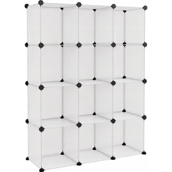 Knihovna Kostkový regál s 12 moduly, Průhledný, 94,5x31,5x124 cm