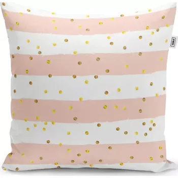 Polštář Sablio Polštář Pruhy a zlaté tečky - 40x40 cm