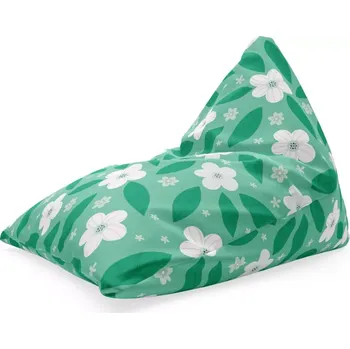 Sedací pytel Sablio Sedací vak Triangl Bílé květy s lístky: 120 x 100 x 100 cm