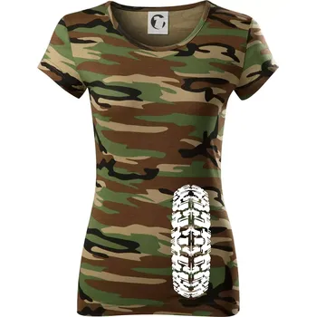 Dámské tričko Enduro / cross pneumatika - Dámské maskáčové triko - M ( Hnědý maskáč )