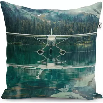 Polštář Sablio Polštář Hydroplán na horském jezeře - 40x40 cm