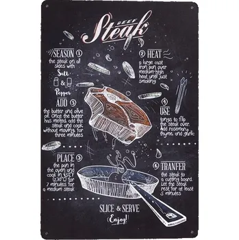 Obraz Plakát Dekorativní kovová cedule FOOD STEAK plakát kovový 20 x 30 cm