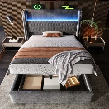 Postel Jednolůžková dřevěná postel Arhatreya 90x200 cm šedá