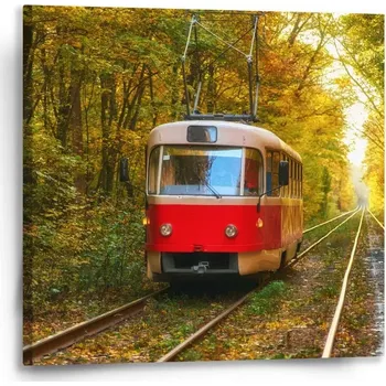 Obraz Sablio Obraz Červená tramvaj v lese - 50x50 cm