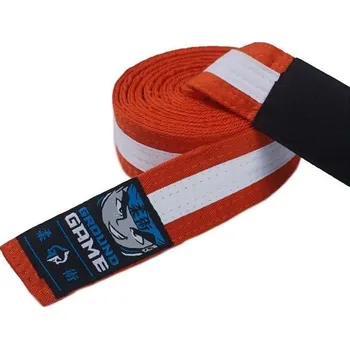 Pásek na kimono Dětský BJJ pásek Ground Game ORANŽOVO-BÍLÝ Velikost: K3 - 220cm