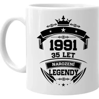 Žertovný předmět 1991 Narození legendy 35 let - hrnek s potiskem- Tričkový.cz
