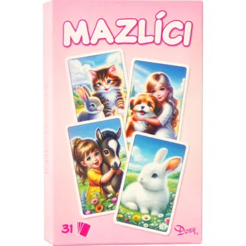 Karetní hra Karty Černý Petr + pexeso a dueto zvířecí mazlíci růžový obal