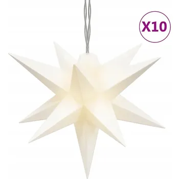 Vánoce Vánoční LED hvězda s časovačem a 5m kabelem, bílá, 7,5x10 cm, IP44