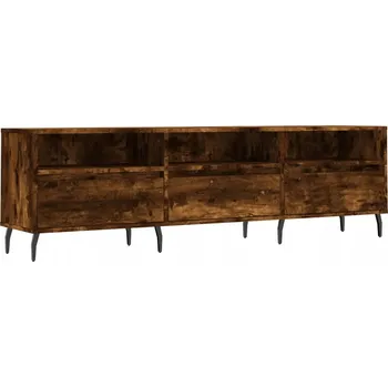 Televizní stolek TV stolek s železnýma nohama, kouřový dub, 150x30x44,5 cm