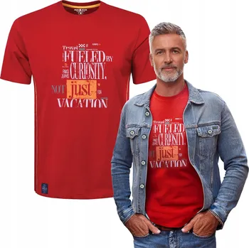 Pánské tričko TRAVEL Tričko s potiskem ČERVENÉ Bavlna L Pako Jeans