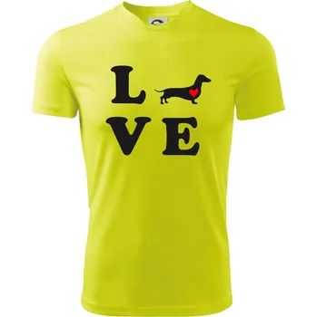 Jezevčík - Love - Dětské triko sportovní (dresovina) - 158 cm/12 let ( Neonově žlutá )