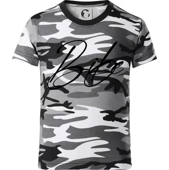 Chlapecké tričko Nápis bike - Dětské maskáčové triko - 104-110cm / 3-4 roky ( Šedý maskáč )