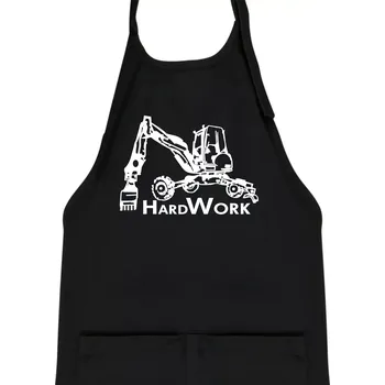 Kuchyňská zástěra Hard Work kráčivý bagr - Dětská zástěra na vaření - Univerzální velikost ( Černá )