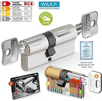 Cylindrická bezpečnostní vložka oboustranná (havarijní) ACT WILKA RC4, Vložka oboustranná 35/50 mm