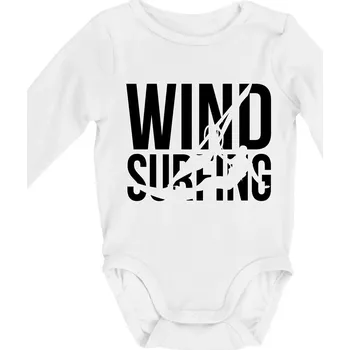 Windsurfing nápis - Body kojenecké s dlouhým rukávem - Dlouhý r. do 3 měs ( Bílá )