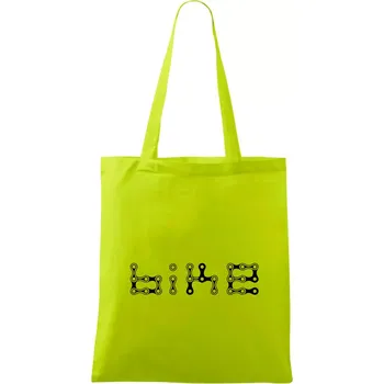 Bike nápis řetěz - Taška bavlněná - 42 x 38 cm ( Limetková )
