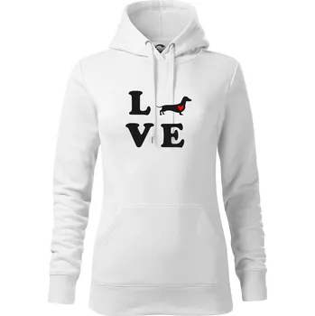 Dámská mikina Jezevčík - Love - Mikina dámská Cape s kapucí - M ( Bílá )