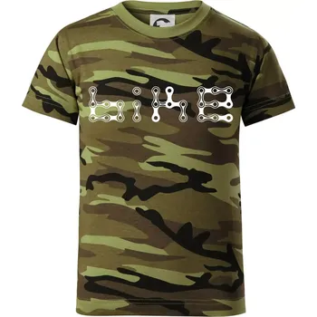 Chlapecké oblečení Bike nápis řetěz - Dětské maskáčové triko - 104-110cm / 3-4 roky ( Zelený maskáč )