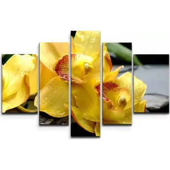 Obraz Sablio Obraz - 5-dílný Žluté orchideje - 125x90 cm
