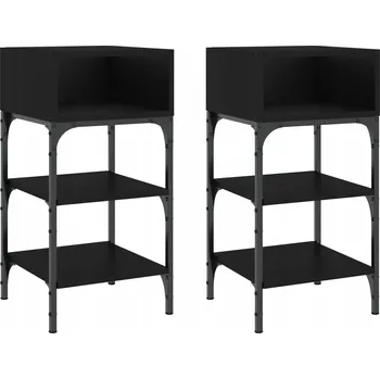 Noční stolek Elegantní noční stolky z dřevotřísky, černé, 35x34.5x70 cm